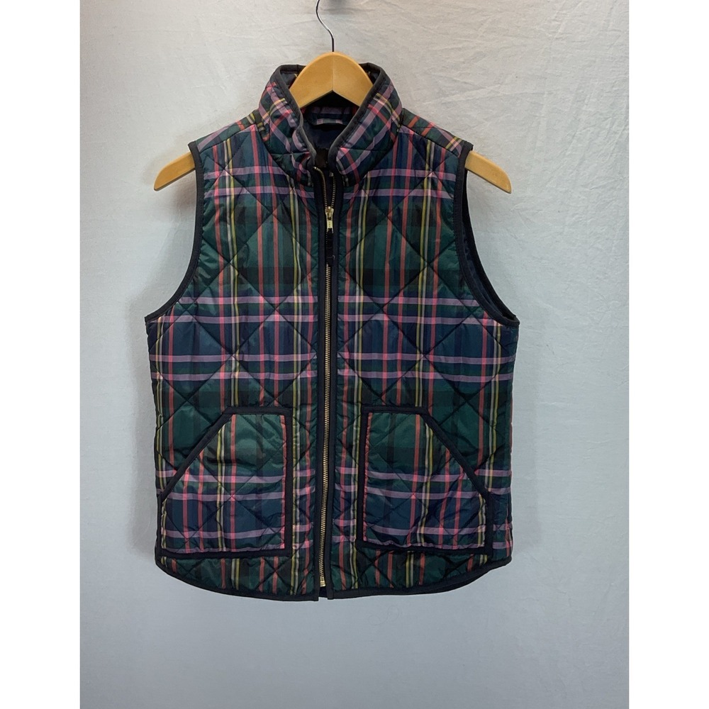 J. Crew Excursion Quilted Vest‎ Signature Tartan Plaid Women's S Quilted Preppy